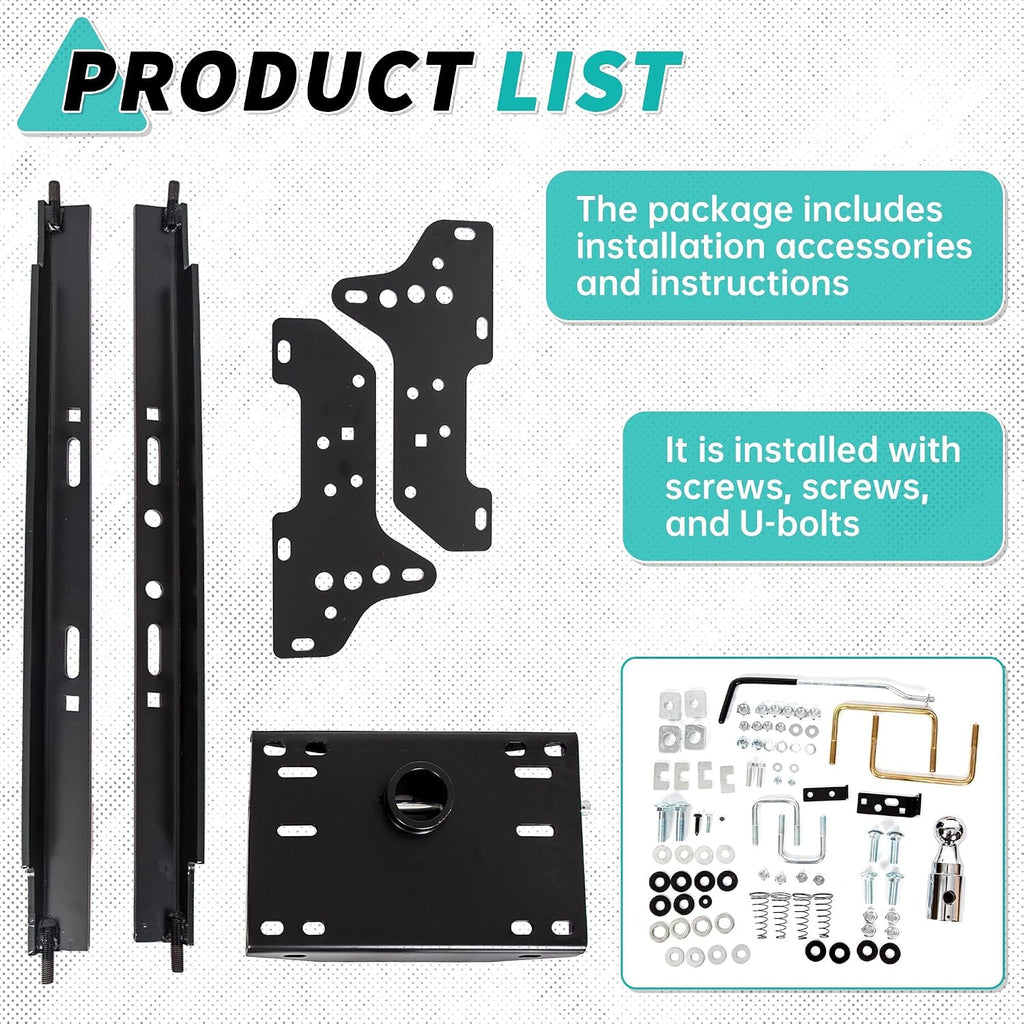 ECOTRIC Gooseneck Trailer Hitch Compatible with 1999-2016 Ford F250 F350 Super Duty Complete Underbed Gooseneck Rail Trailer Hitch System Kit, 2-5/16-In. Flip-Over Ball, 30,000 lbs