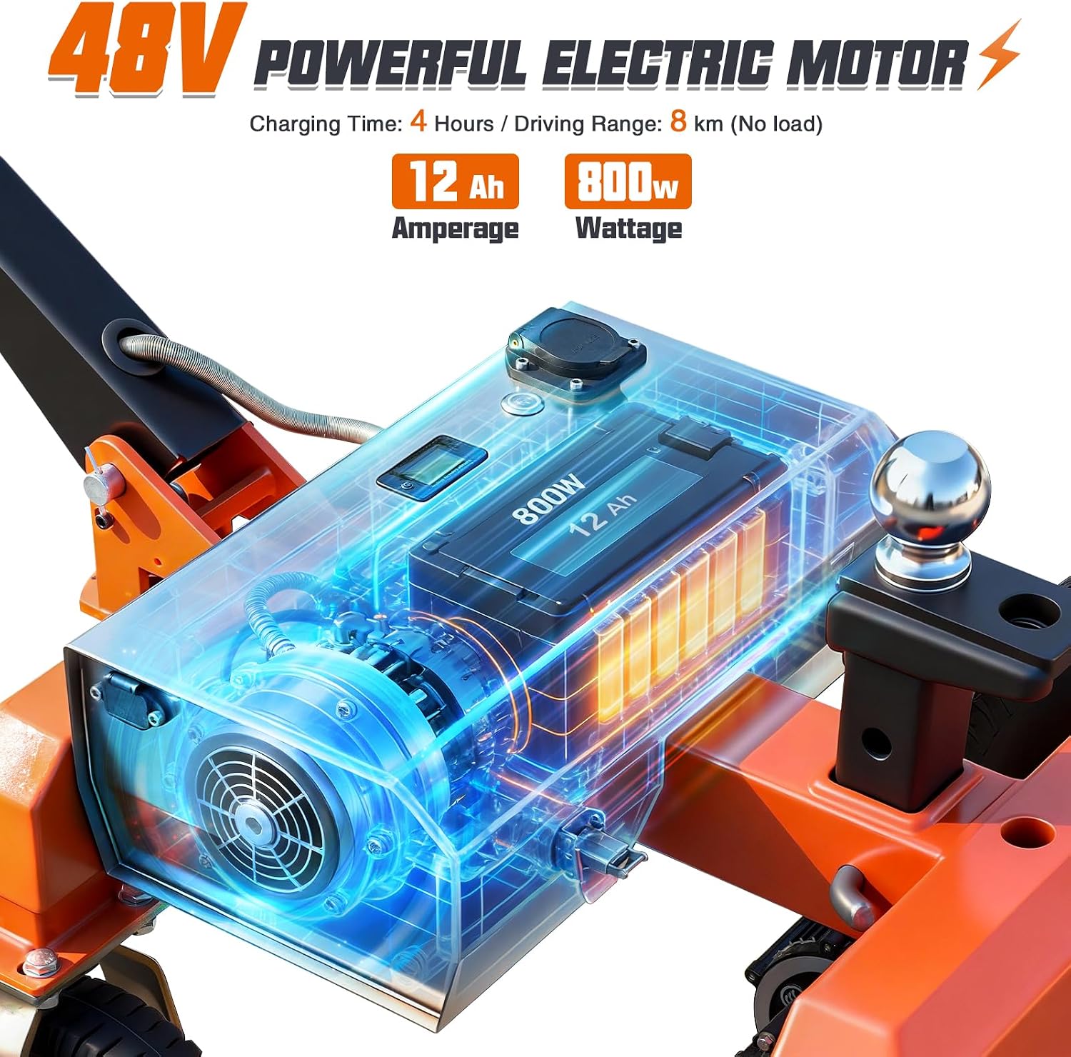 Electric Trailer Dolly, 7500 Lbs Max Trailer Weight, All-Terrain 6-Wheel Anti-Tip Design & Handheld Reverse/Drive/Brake, 2“ & 4“Ball Hitch Mount for RVs, Car Trailers, Campers (Orange)
