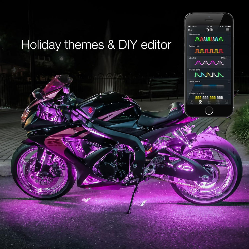 XK-GLOW KS-MOTO-ADVANCE 10 Pod 8 Strip 2nd gen XKchrome App Control Motorcycle Advanced LED Accent Light Kit