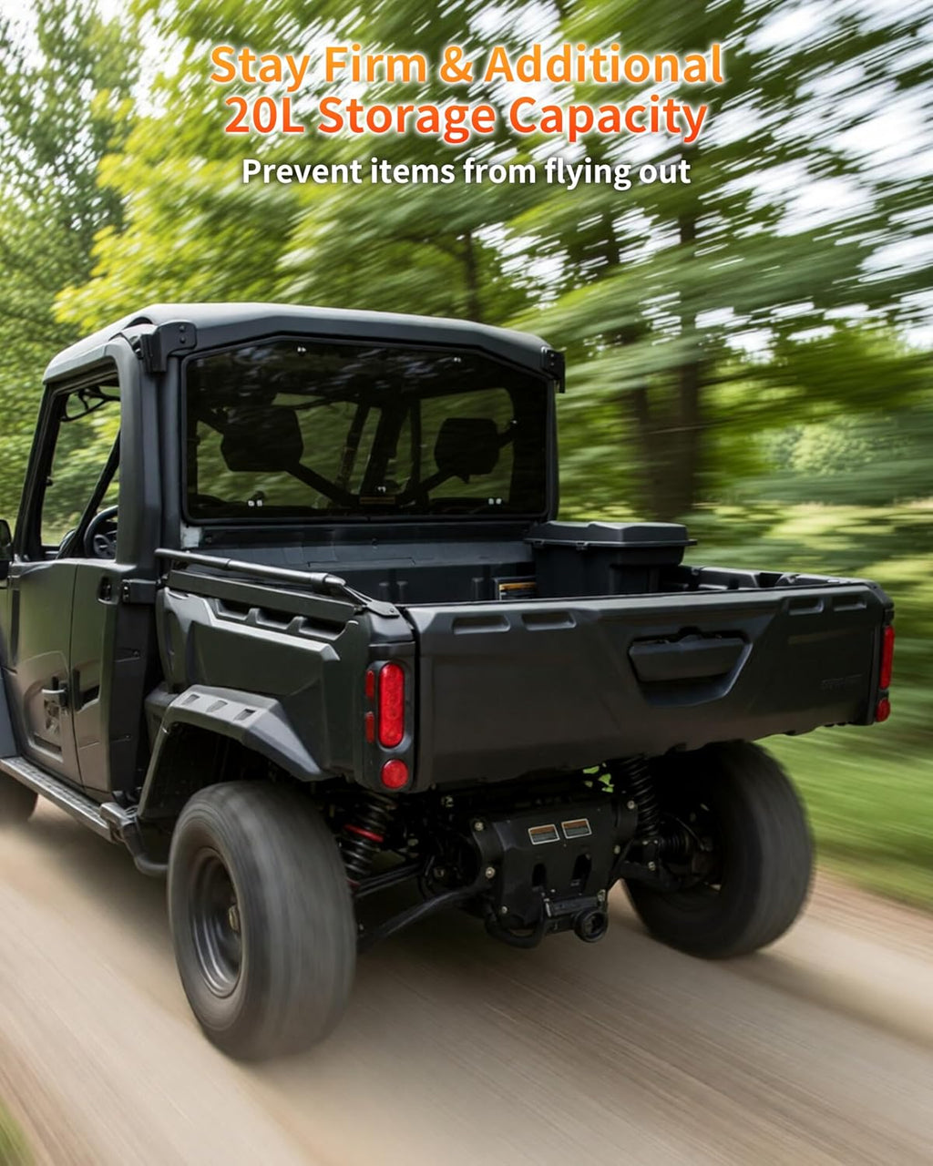 Removable Cargo Storage Box for Can Am Defender HD5 HD7 HD8 HD9 HD10 Max/Commander Accessories, Double Layer Rear Cargo Box Bed Trunk Storage Bin