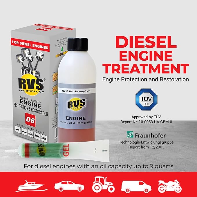 D8 engine oil treatment, For Diesel engines