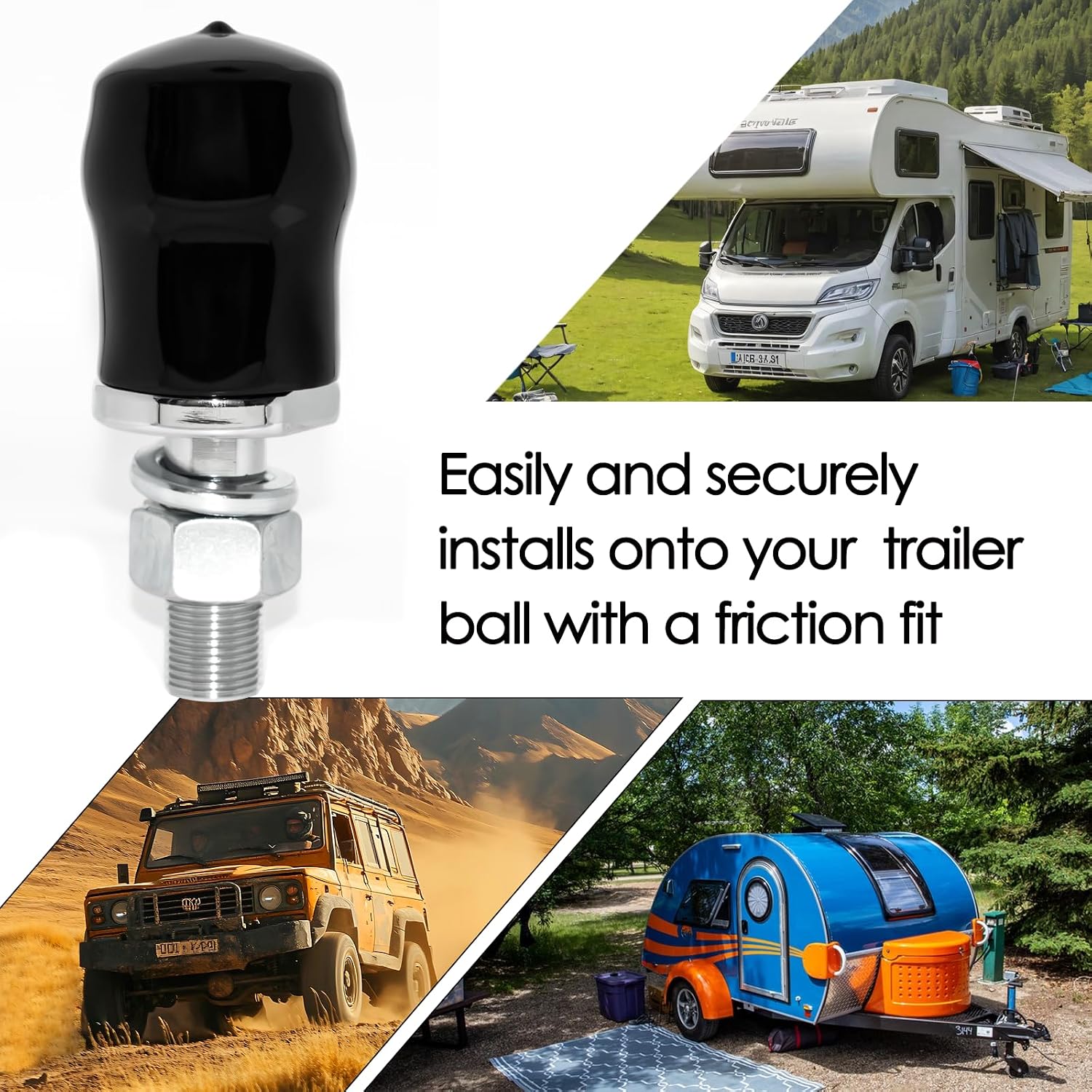 6-Pack Trailer Hitch Ball Covers, 1-7/8",2",2-5/16" Towing Ball Dustproof Antirust Protective Caps, fit SUV Trucks RV Boat Caravan Trailer Ball & More Accessories (Black)