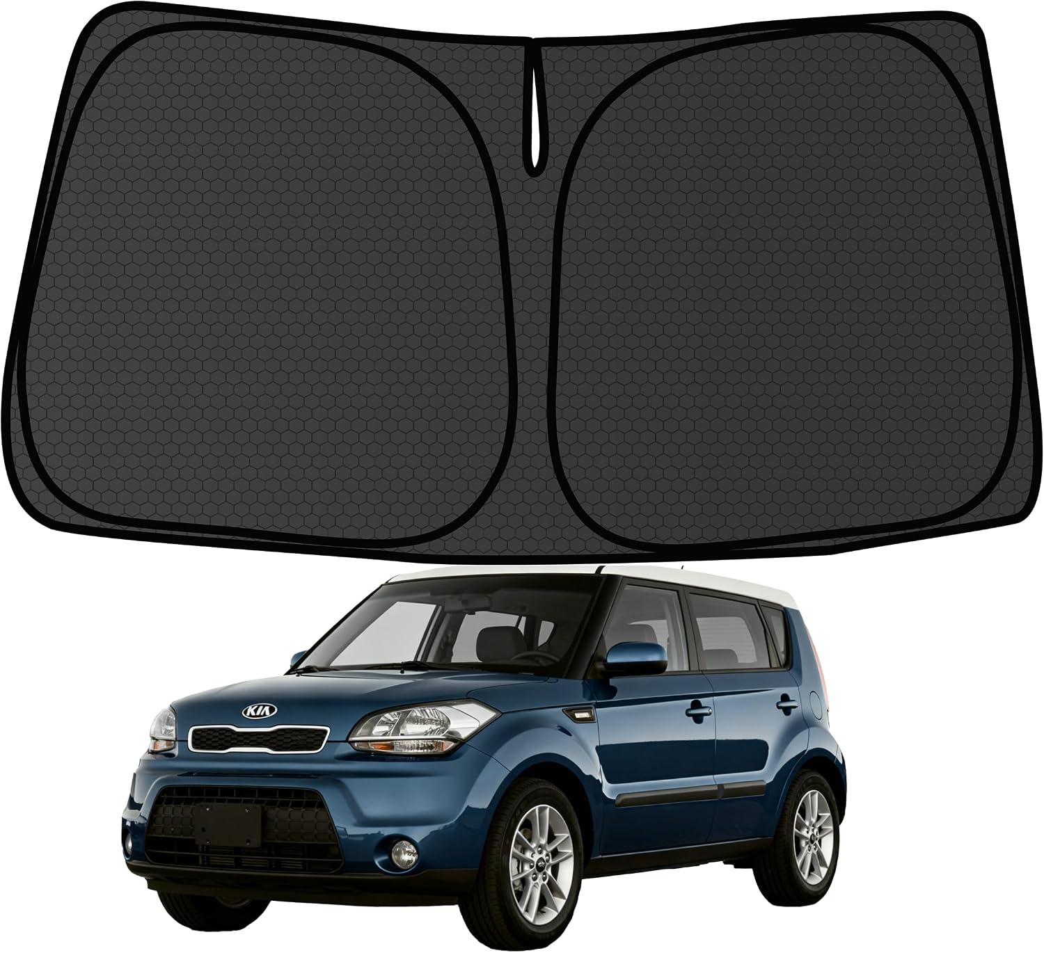 Soul Windshield Sun Shade for Kia Soul 2010-2025 Blocks UV Rays Accessories,1:1 Custom Foldable Thickened Wear-Resistant Front Window Sunshade Visor,Keeps Your Car Cooler