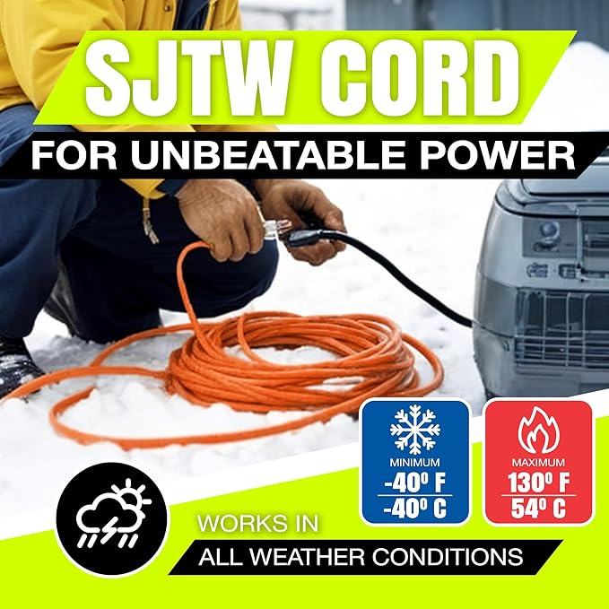 100ft Outdoor/Indoor Extension Cord 10/3 Gauge Ultra Heavy Duty 3 Prong SJTW - Image 8