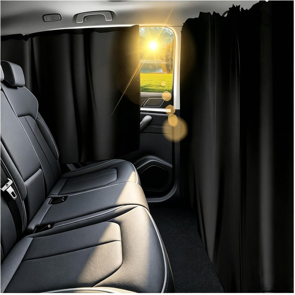 3PCS Extra Large Car Privacy Curtains,Black Coated Rear Car Window Shades & Divider Curtain Lower Interior Temperature and Provide Privacy,Portable Cars Window Curtains