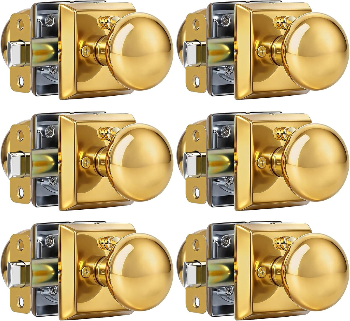 coolnews 6 pack polished brass door knobs passage, main product view