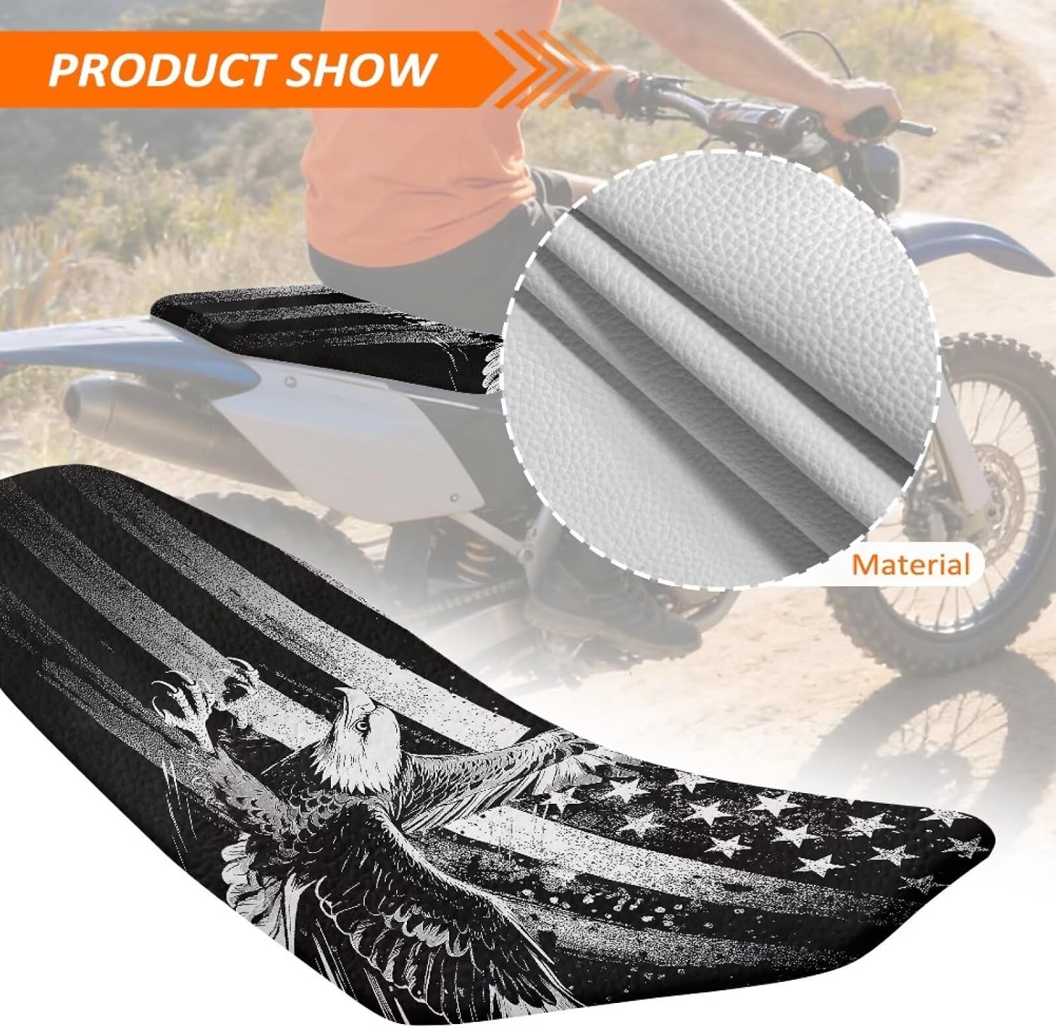 Cool Eagle Flag Seat Cover for Dirt Bike, Soft Waterproof Motorcycle Seat Cover Waterproof Non-Slip Cushion Cover for CRF150F 230F 250F 250R 450F CRF 150F 230F 450F 450R Motorcross