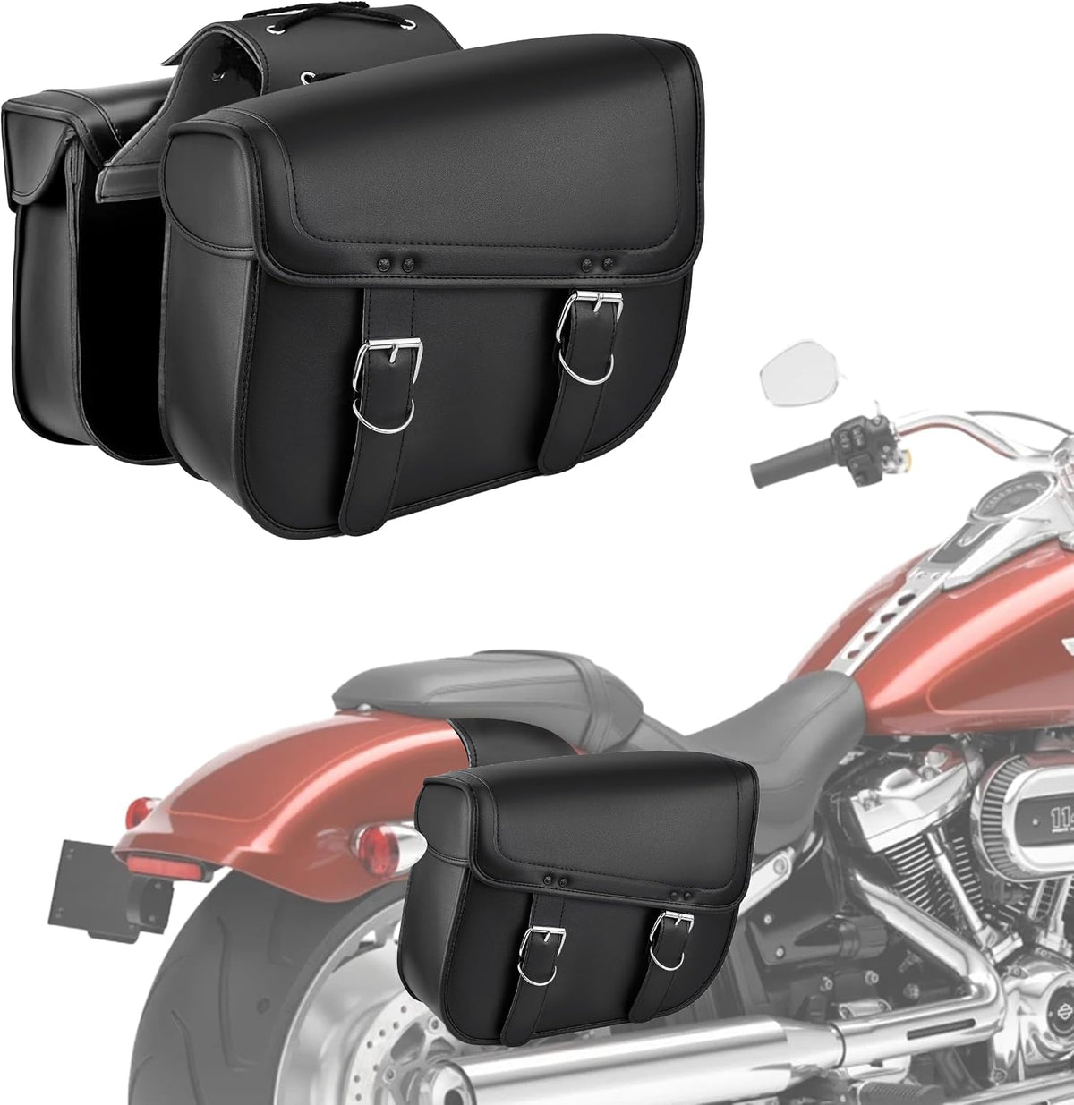 Nomad Leather Motorcycle Saddlebags Large Quick-Easy Universal Fit Throw Over