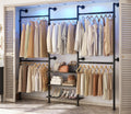 aheaplus expandable industrial pipe clothing rack, 7.3-10.9ft closet, main product view