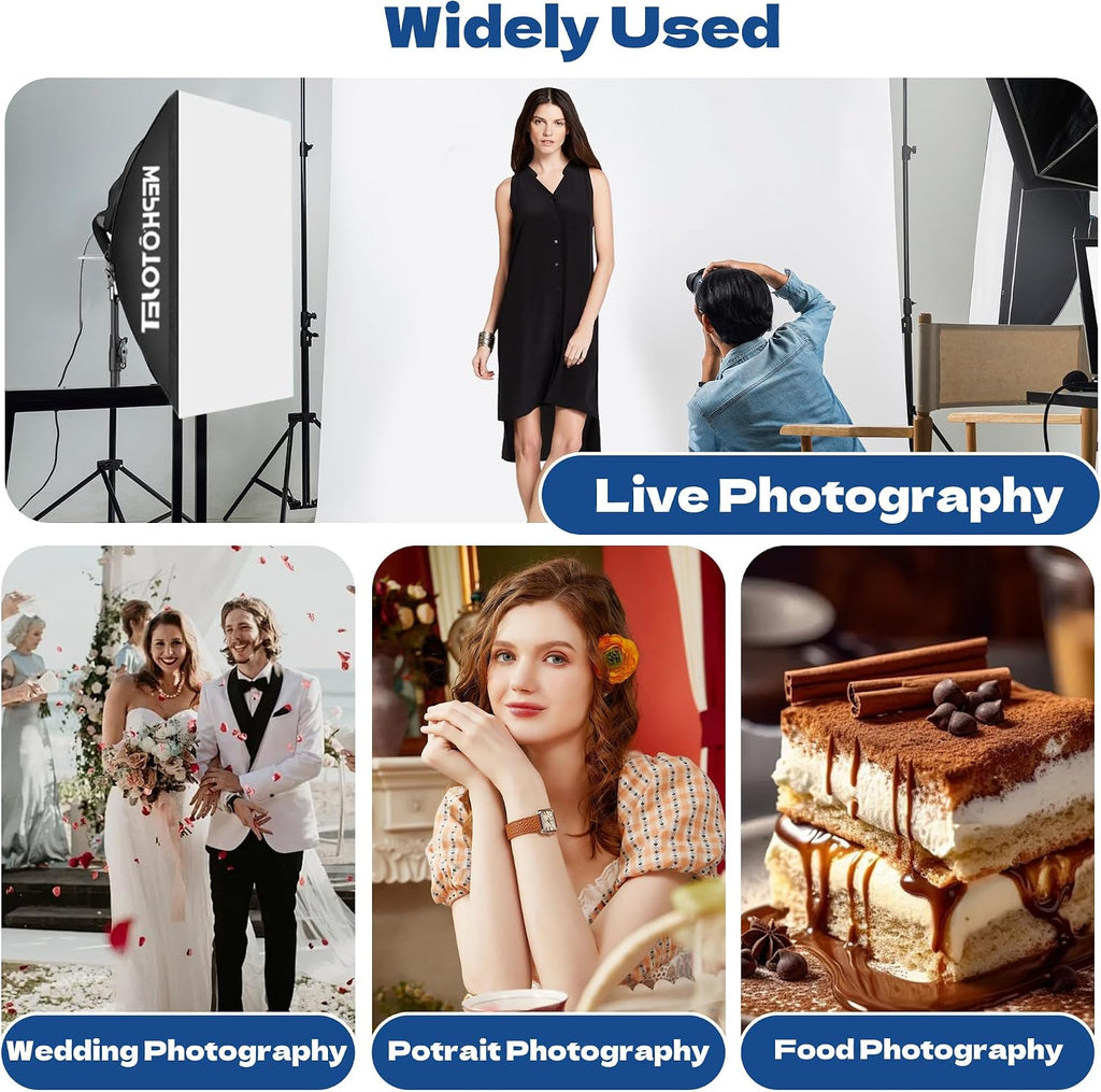 photography softboxes kit with 6.6x10ft backdrop stands shown in use