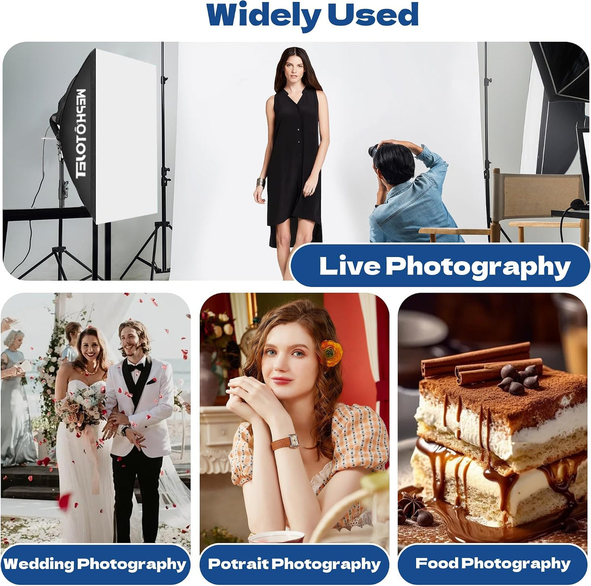 photography softboxes kit with 6.6x10ft backdrop stands shown in use