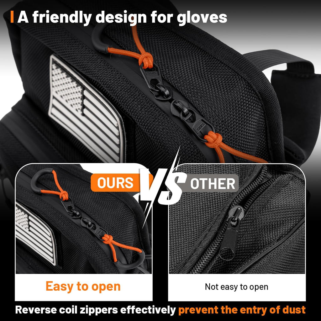 Oumurs Motorcycle Handlebar Bags,1680D Water-resistant Universal Bar bag American Flag Sissy Bar Bag Front Fork Storage Accessory Bag, For Softail Dyna Sportsters Dirt Bike Scooter E-bike Bicycle Blue