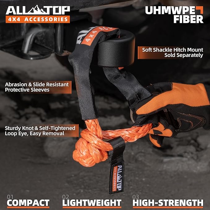 ALL-TOP Synthetic Soft Shackle Rope 1/2in x 22in UHMWPE Recovery Tow Shackles - Image 4