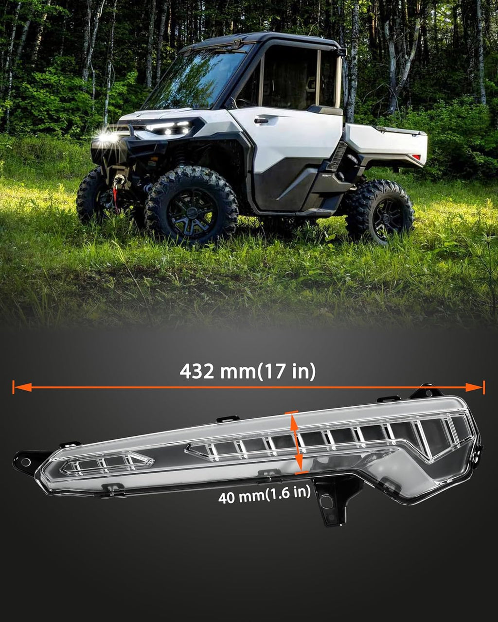 LED Daytime Running Lights for Can-Am Defender HD11 2026 Accessories, Front Auxiliary Lights Accent Fang Lights with DRL Turn Signal(2PCS, Replace #710009121, 710009122)
