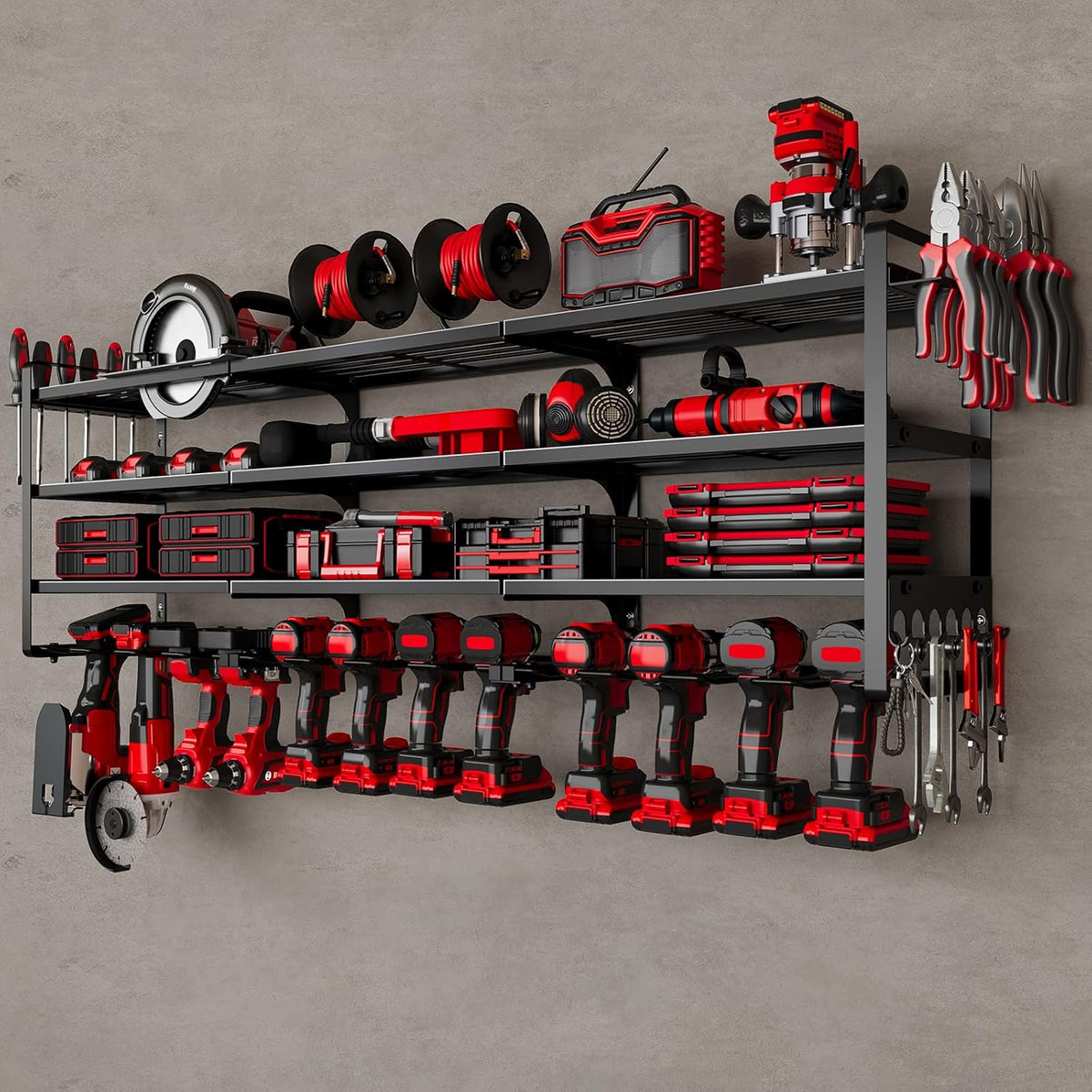48" Large Power Tools Organizer Wall Mount, 12 Drill Holder