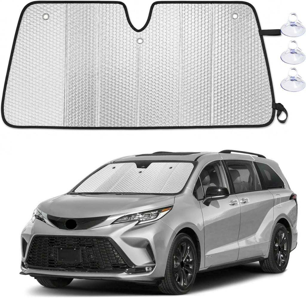 EcoNour Accordion Foldable Windshield Sun Shade Fit for Toyota Sienna 2021-2024 2025 2026 Sunshade, Front Car Window Shades Sun Visor, Blocks UV Rays & Heat, Car Accessories