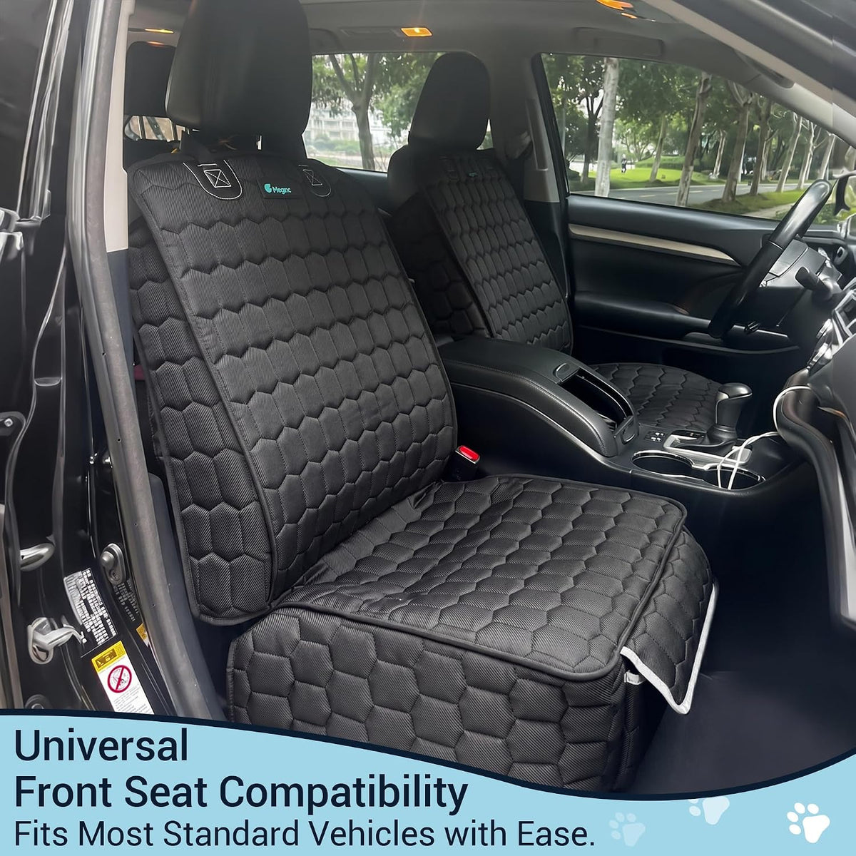 meginc 2-pack front seat covers for dogs, waterproof shown in use