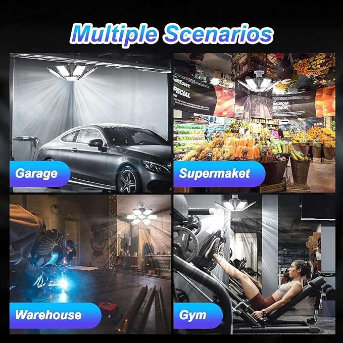 6 Pack 220W Garage Light Ceiling Led Deformable LED Shop Lights - Image 5