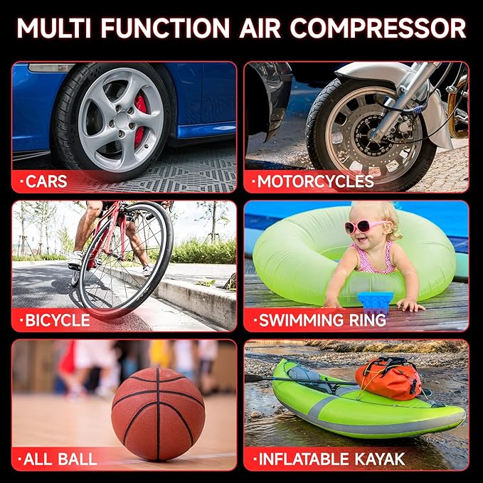 Car Battery Jump Starter with Air Compressor Portable Tire Inflator, 260PSI - Image 4