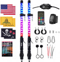 Tavaray 2FT LED Whip Lights 2-Pack with Spring Base, App & Remote Control Spiral Chasing Lighted Whips, Waterproof Off-Road Flag Lights for UTV ATV SXS