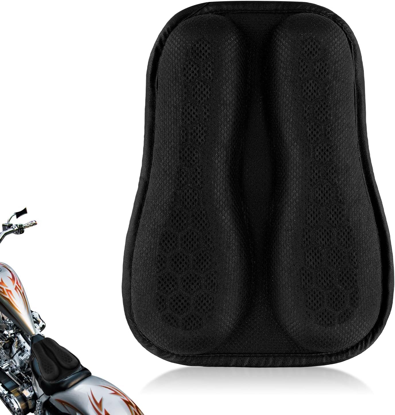 NQEUEPN Universal Motorcycle Seat Cushion, High Elastic Gel 3D Honeycomb Gel Seat Cover Pad Breathable Shock Absorption Motorcycle Passenger Long Rides Accessories