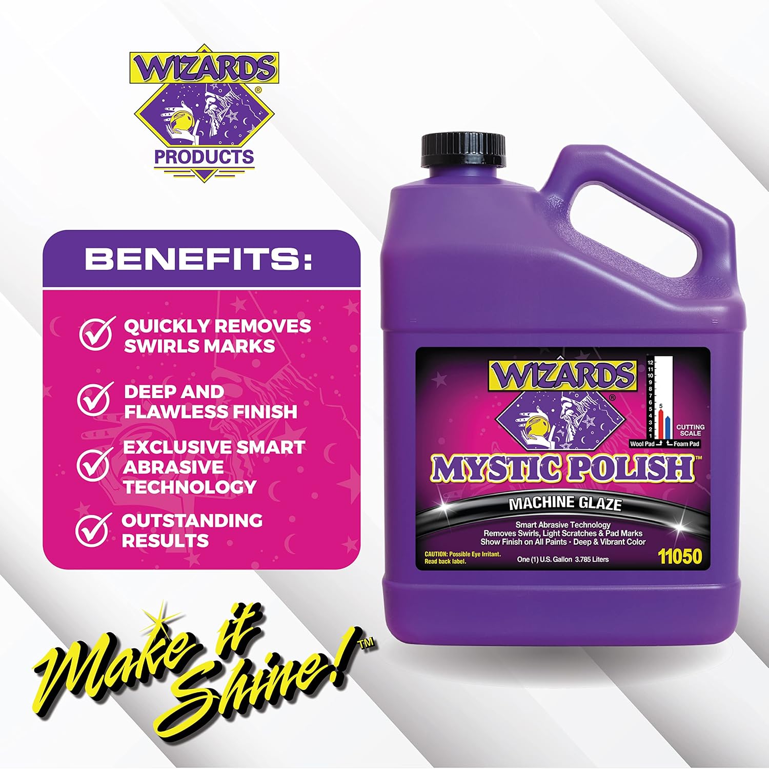 Wizards Mystic Polish Machine Glaze - Cutting Compound and Polish with Smart Abrasive Technology - Professional Car Scratch Remover - Water-Based Polishing Compound for Car Detailing Kit - 1 Gallon