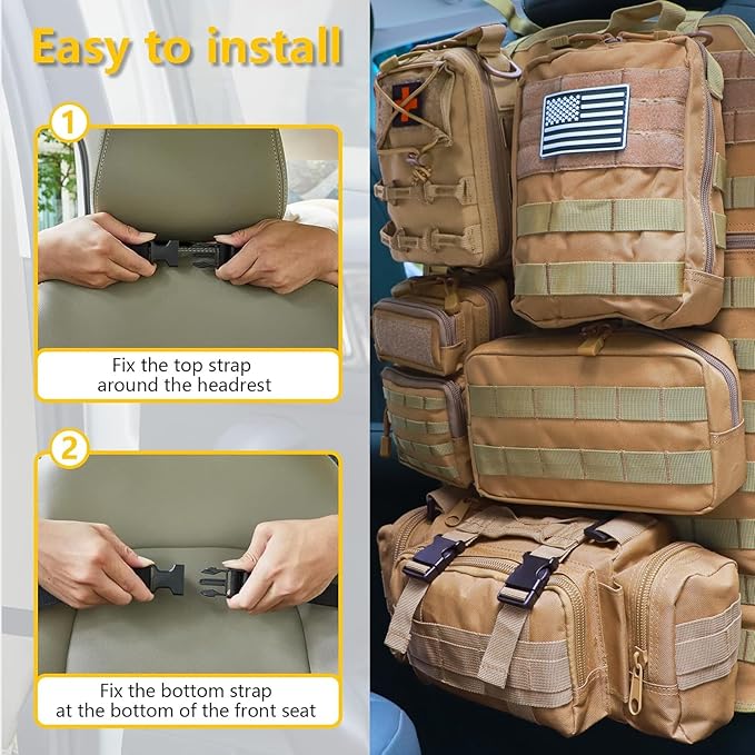 Universal Tactical Seat ​Back Organizer Vehicle Molle Panel Organizer Storage - Image 3