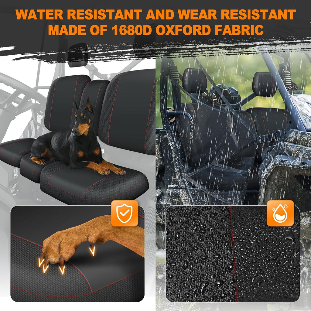 BORDAN UTV Seat Cover for 2016-2025 Can Am Defender DPS MAX 6X6 PRO Split Bench Dustproof Seats Cover, Heavy Duty 1680D Waterproof Full Protection Outdoor Seat Cover Set(8 PCS)