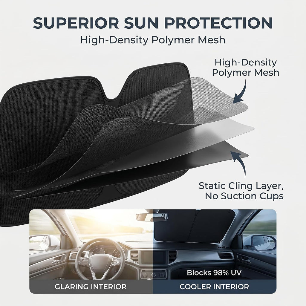 4 PCS Car Window Shades for Baby, Double Layer Side Window Mesh Sunshade with Electrostatic Adsorption, Sun Protection and Glare Shield for Infant, Universal for Most Cars, SUVs (Black)