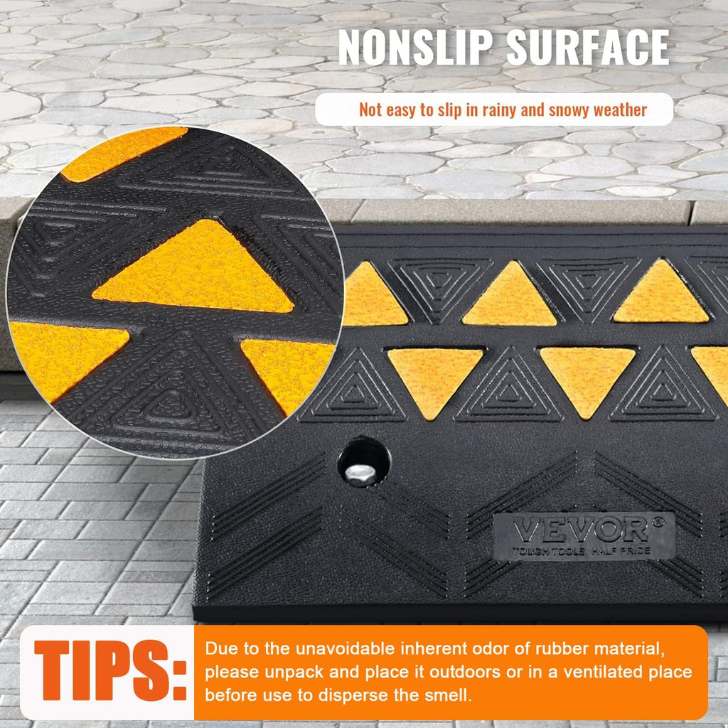 VEVOR Rubber Curb Ramp 5" Rise Height 2 Pack, Heavy-Duty 33069 lbs/15 T Capacity Threshold Ramps, Rubber Driveway Ramps for Cars, Carts, Dollies, Motorcycle, Bikes, Wheelchairs