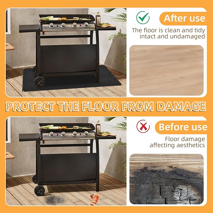 Under Grill Mat for Outdoor Grilling, 70 x 48 inches Double-Sided Fireproof - Image 4