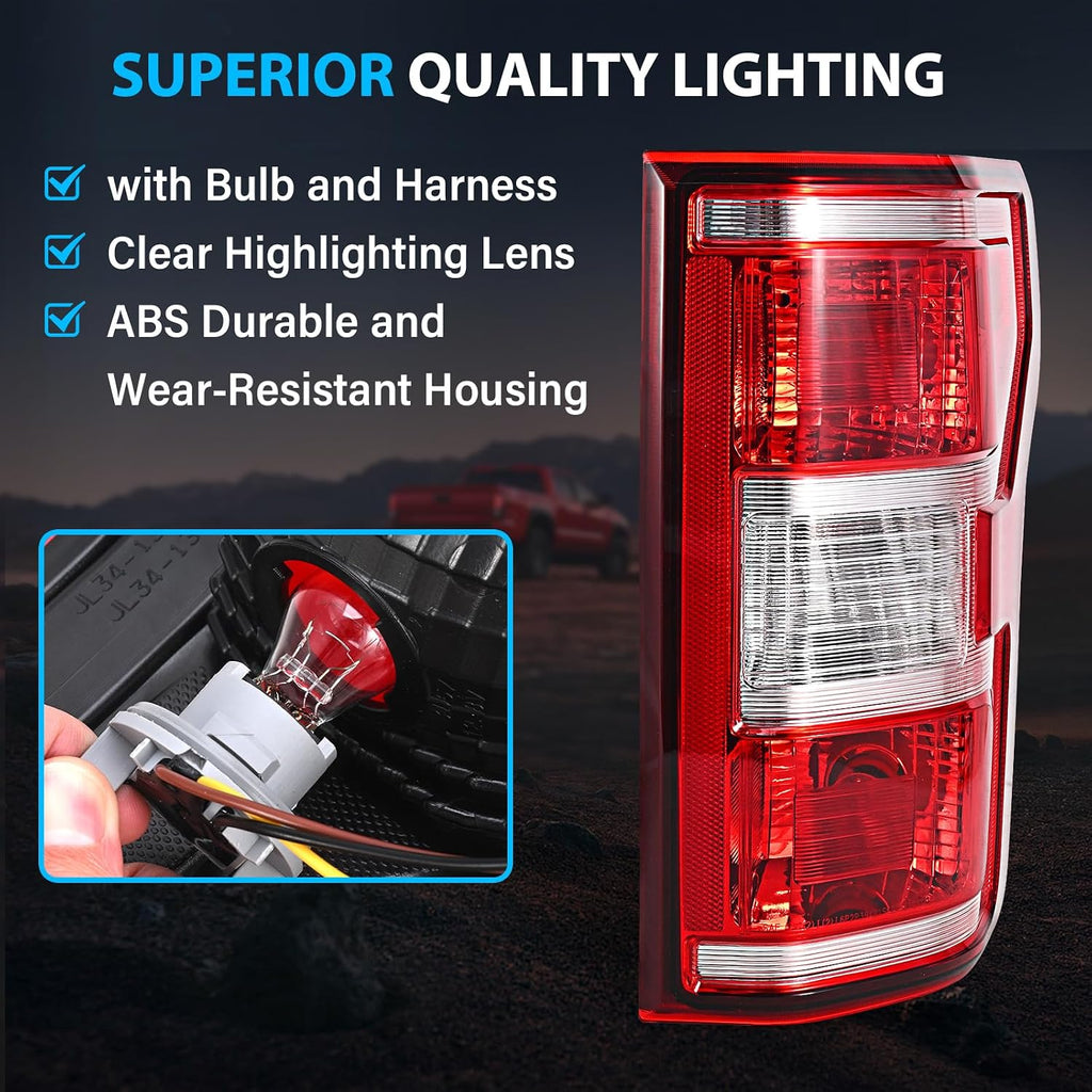 Tail Lights Assembly Compatible with 2018 2019 2020 Ford F-150 Right Passenger Side Rear Light Brake Lamp Taillight with Bulb and Harness Replace JL3Z13404H
