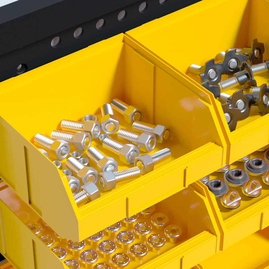 kje 30pcs wall mounted storage bins, plastic tool showing dimensions