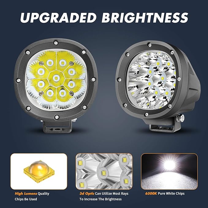 YCHOW-TECH 2PCS 4 Inch LED Fog Lights 90W White Round Offroad Light Bar Flood - Image 3