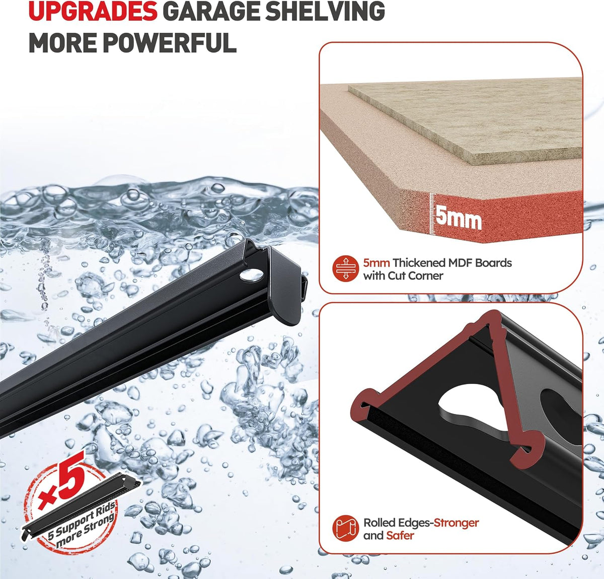 reibii 2 pack garage shelving, 2400lbs each,heavy duty, front angle view
