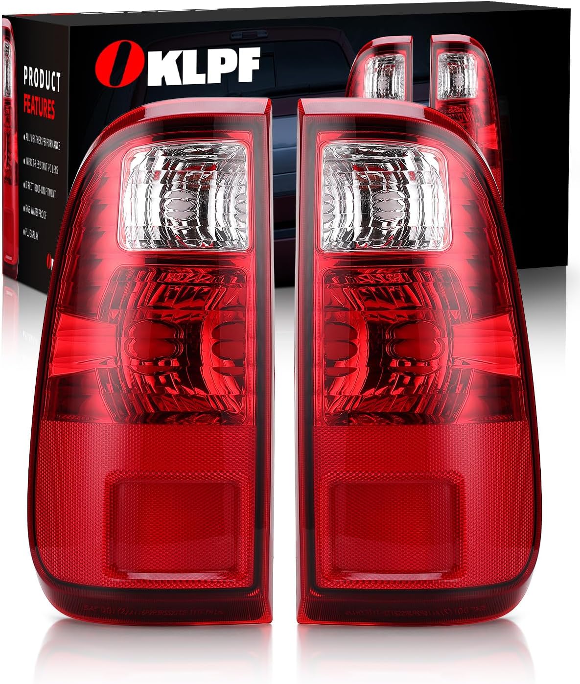OKLPF Rear Brake Tail Light Compatible With 2008-2016 Ford F250 F350 F-250 F-350 F450 F550 Super Duty,Replace BC3Z13405A BC3Z13404A,Replacement Red Taillight Assembly,Driver and Passenger Side