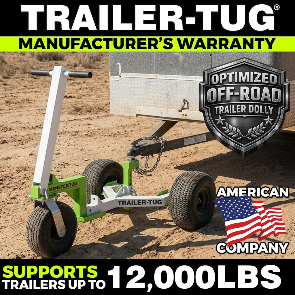 Monster Tug Off-Road Trailer Dolly – Heavy Duty Trailer Mover for Gravel, Dirt, Sand & Hard Surfaces – Adjustable Ball Mount – Manual Tow Dolly for Boat, Utility & RV Trailers