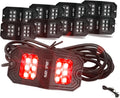SUNPIE 8 Pods Quick Connect Red Rock Lights, 18 Wide Angle Chips, 4M Extension Wires Each Light, Mounting Pads, IP67 Waterproof, Fits for Trucks Trailer SUV ATV UTV