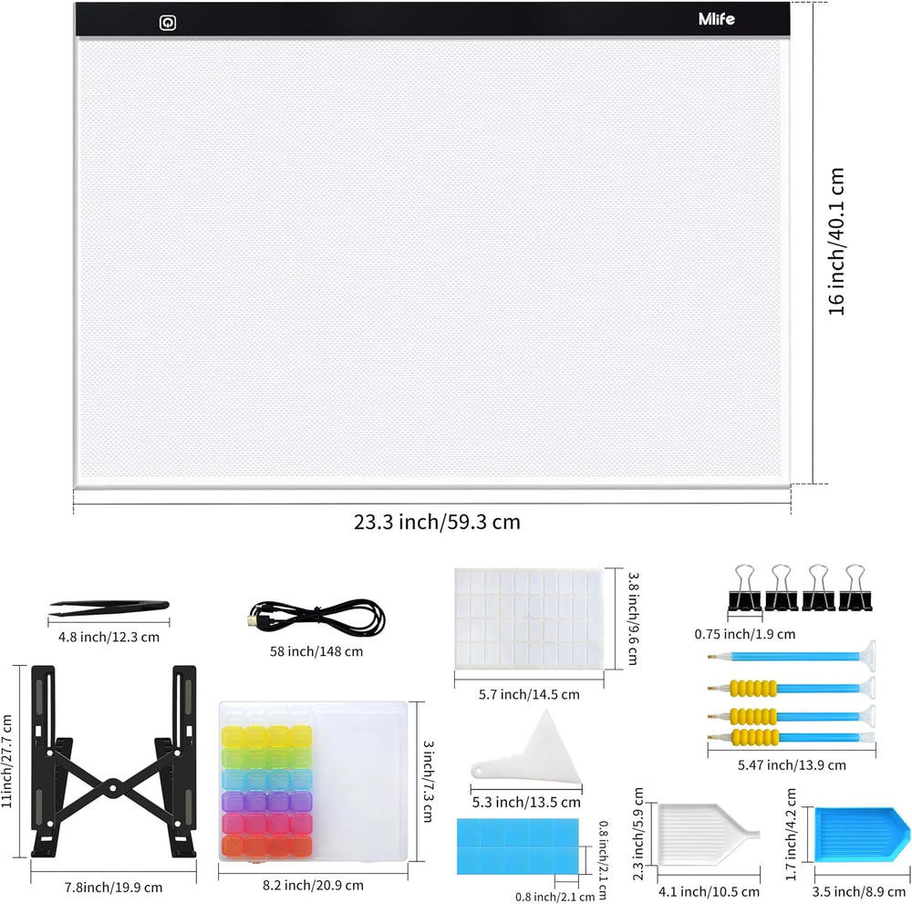 Mlife A2 Light Box Kit for Diamond Painting, Adjustable Brightness Diamond Li...