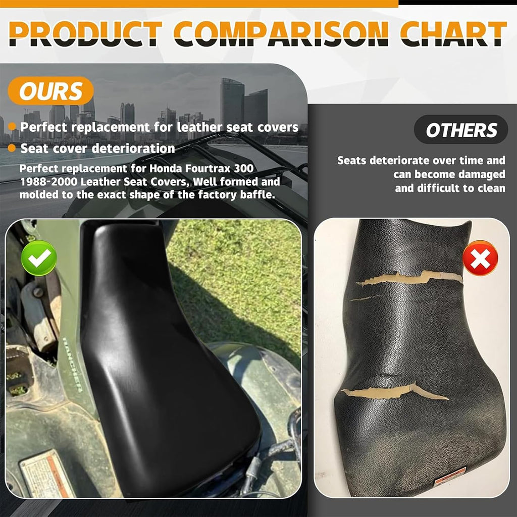 Seat Cover Compatible with 2005-2009 Arctic Cat 400 500, Heavy Duty Leather ATV Seat Cover Replacement, Black
