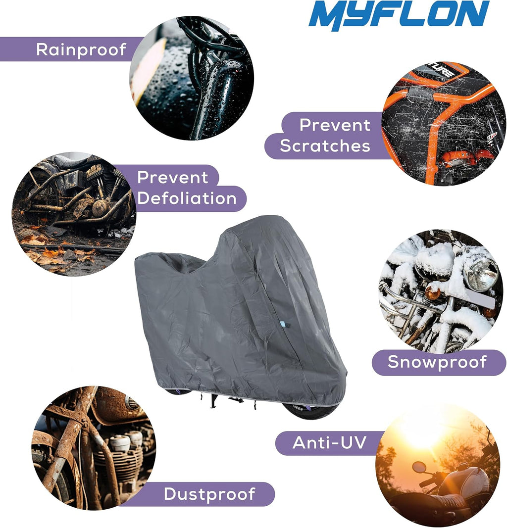 Motorcycle Cover All Season Universal Waterproof Sun Outdoor and Indoor Protection (Large)
