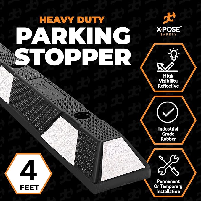 Xpose Safety 48" Heavy Duty Rubber Parking Stopper – 1 Pack Wheel Blocks - Image 2