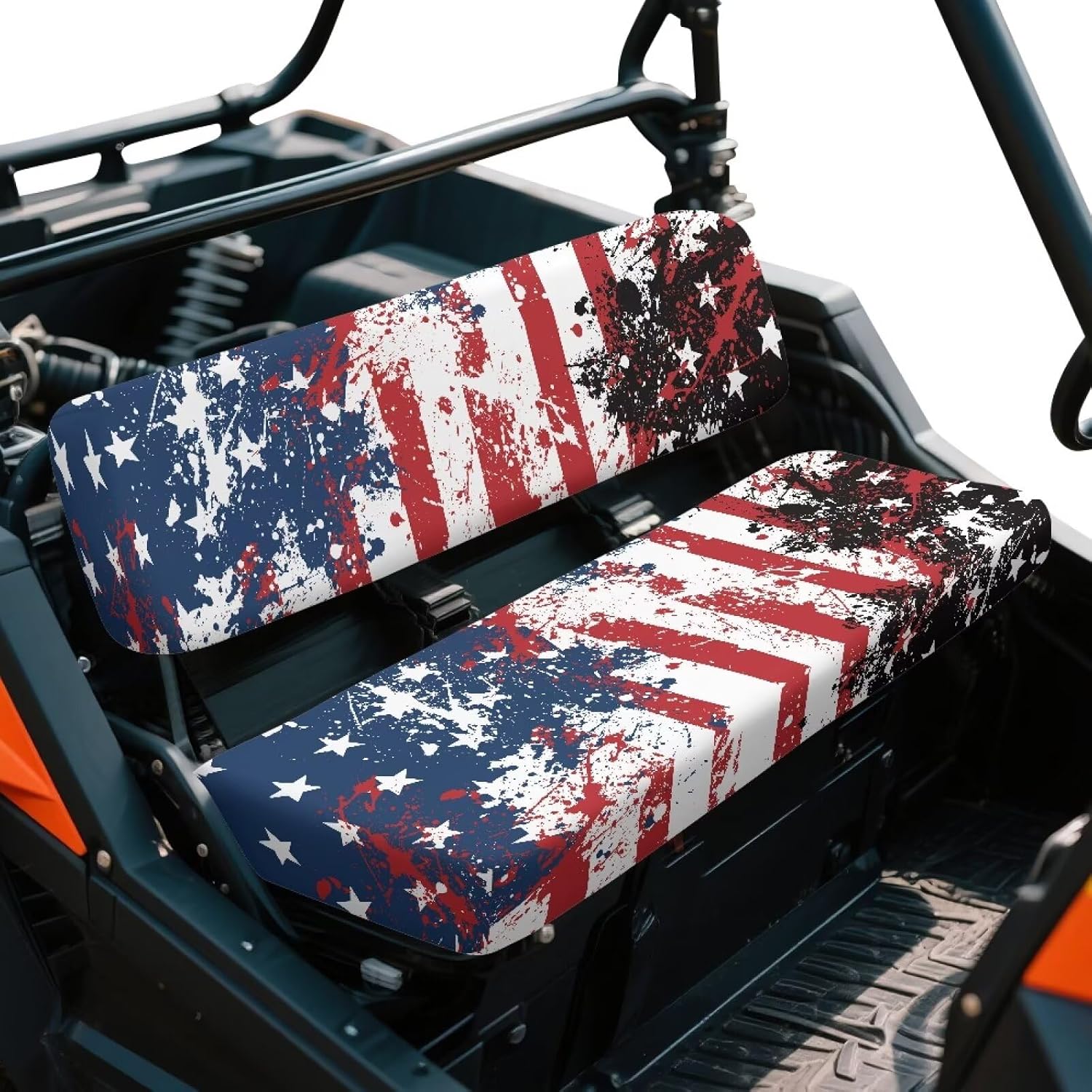 American Flag UTV Seat Cushion Covers Compatible with Kawasaki Mule 3000 3010 3020 Replacement UTV Seat Cover Set Patriotic Bench Seats Cover Easy to Install