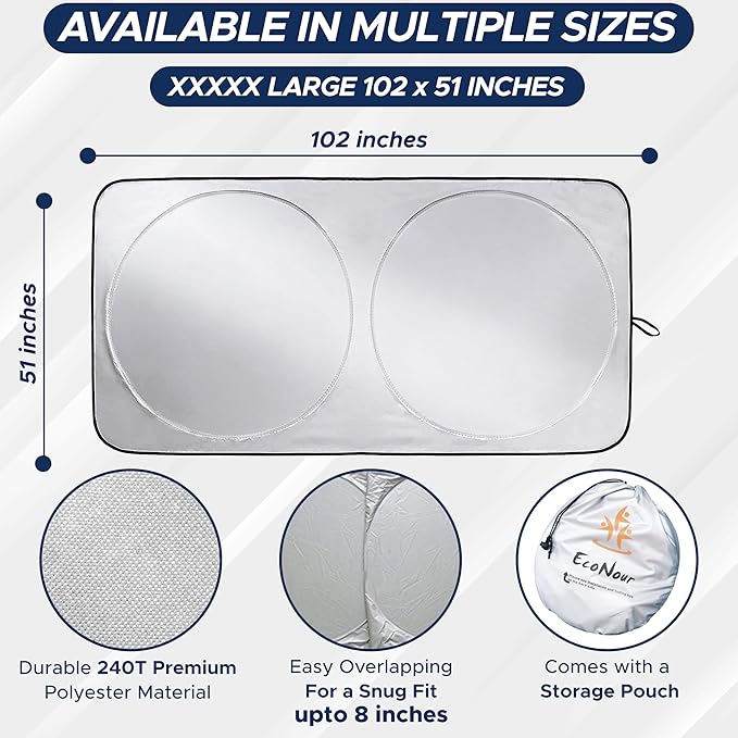 EcoNour RV Windshield Sunshade | Reflective RV Windshield Cover - Image 4