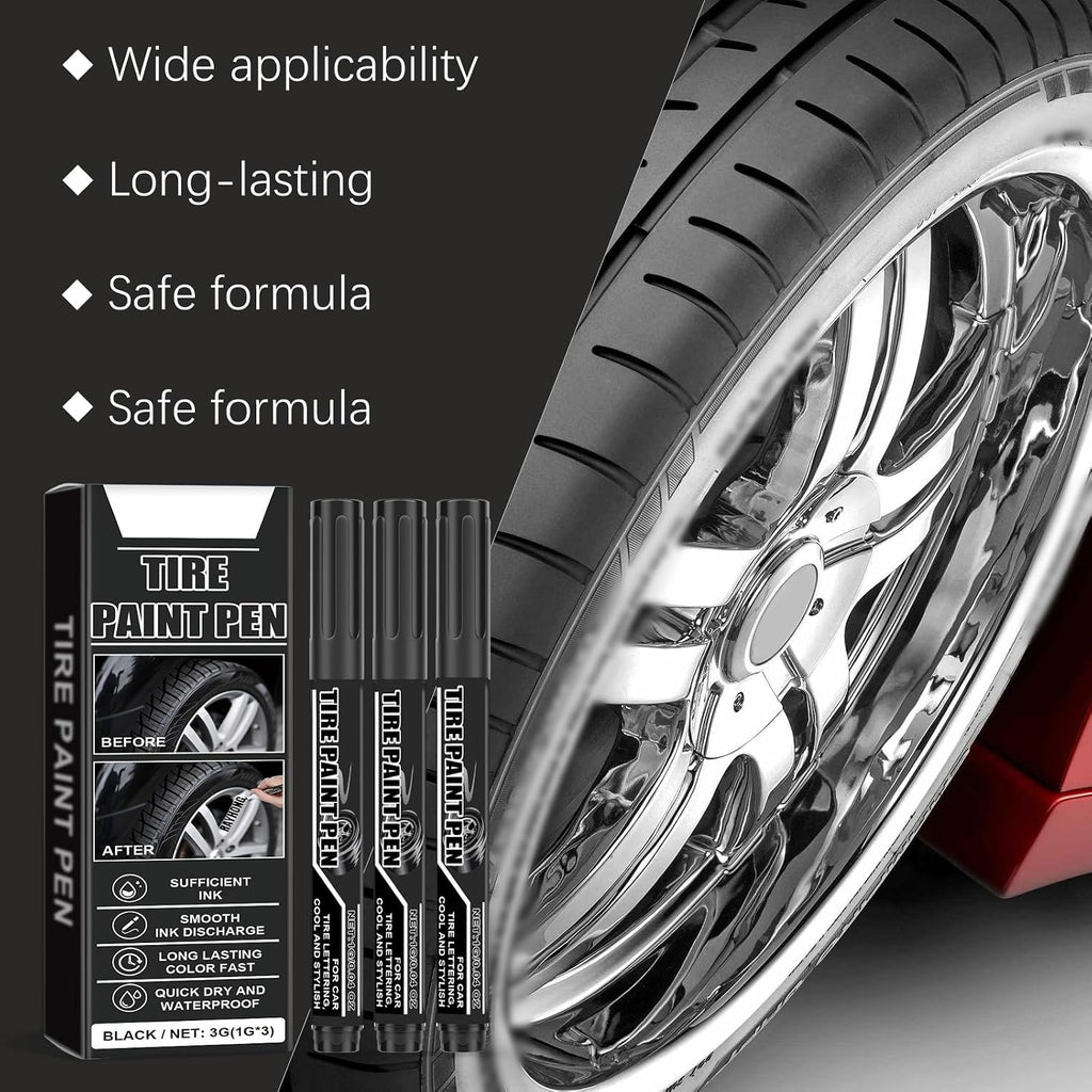 15Pcs Black Paint Pen Car Tires Paint Pen Water Quick Drying Tire Marker for Car Tires Scratch Repair Black Tire Marker
