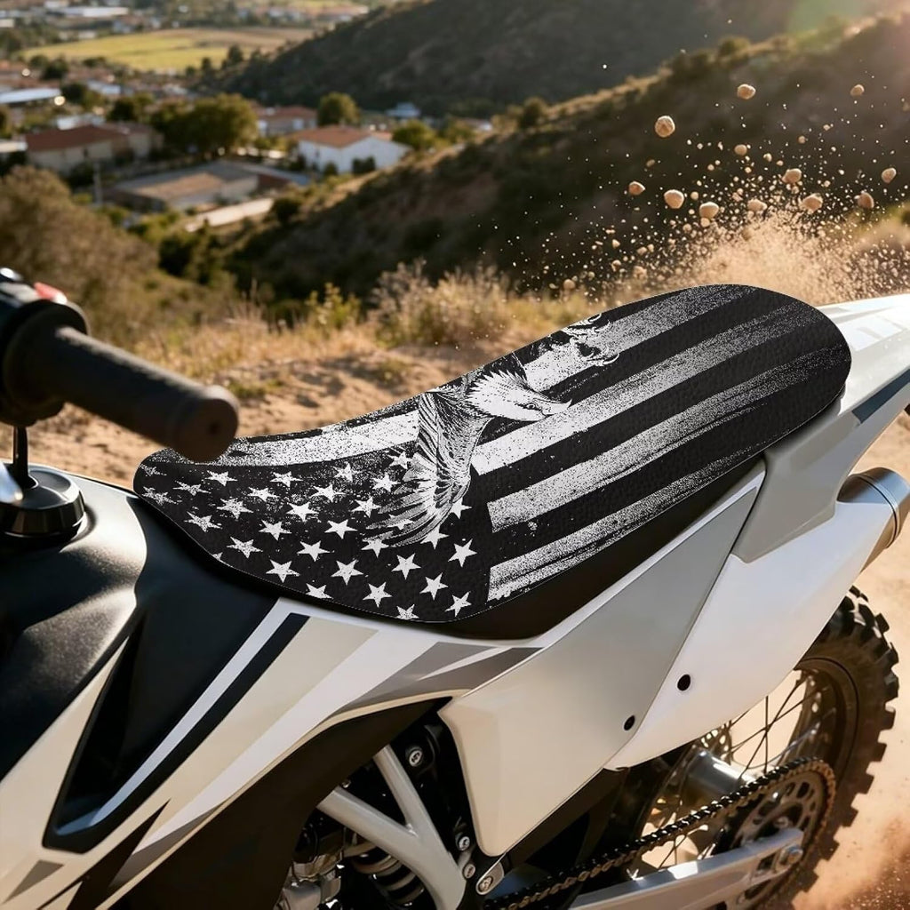 Cool Eagle Flag Seat Cover for Dirt Bike, Soft Waterproof Motorcycle Seat Cover Waterproof Non-Slip Cushion Cover for CRF150F 230F 250F 250R 450F CRF 150F 230F 450F 450R Motorcross