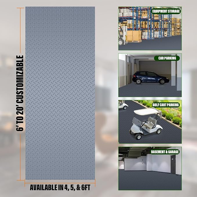 SEAL 5 x 10 Ft Premium Garage Floor Mat, Solid 2.8mm Thick Gray Commercial - Image 2