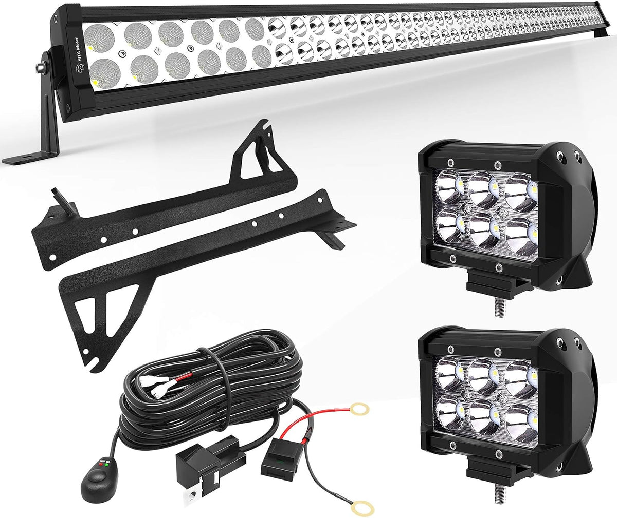 yitamotor 50" 18w light bar & 2pc spot, main product view