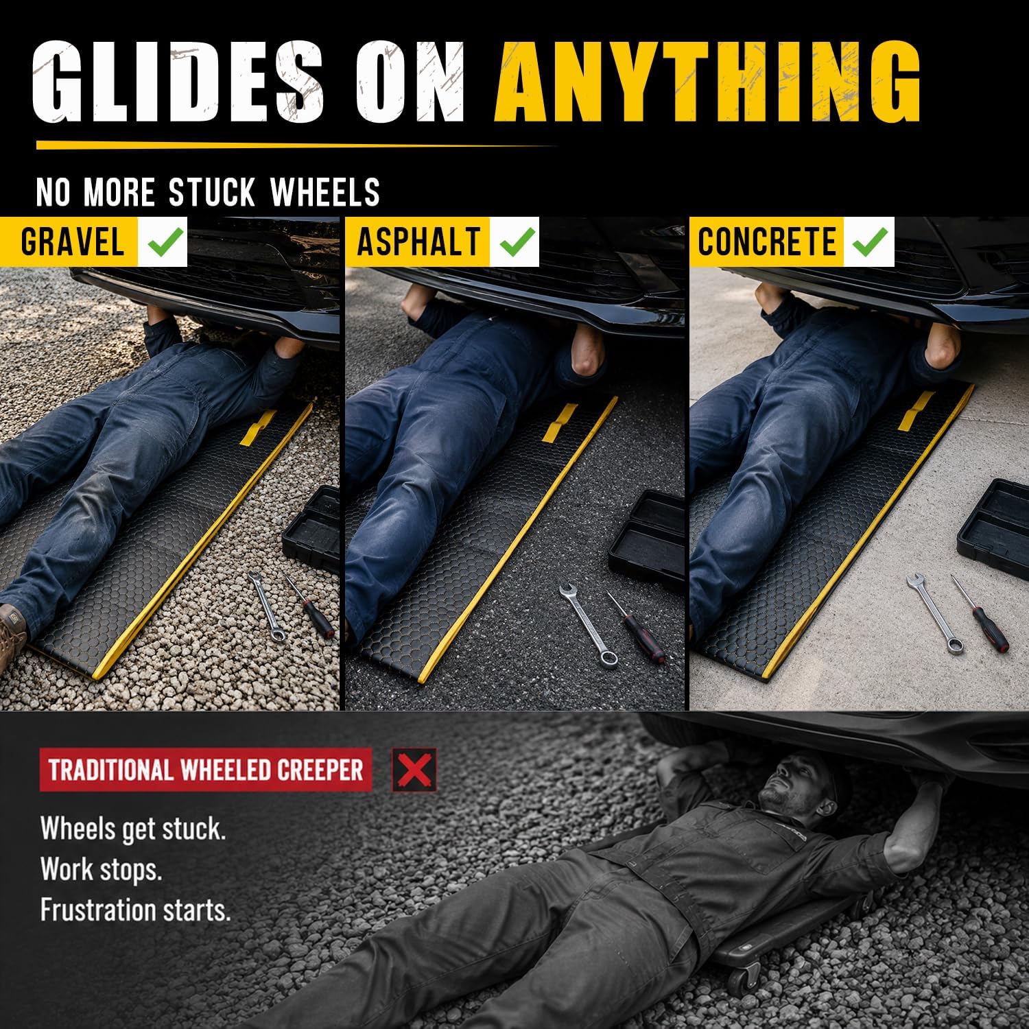 Magic Rolling Creeper Mat Portable Mechanics Mat | Low Clearance, Foldable Garage Padded Mat, For Under Car Repair, Storage Bag Included, Cool Gifts for Men Dad Father