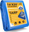 Tarp 16x20 Feet 14 Mil Heavy Duty Waterproof Tarp, Large Multipurpose Cover